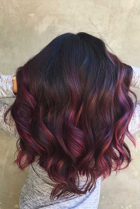 Ombre, Black, Burgundy, Red