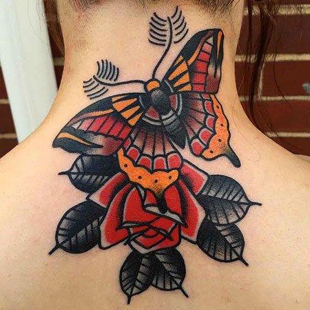 Tattoo Traditional Butterfly Neck