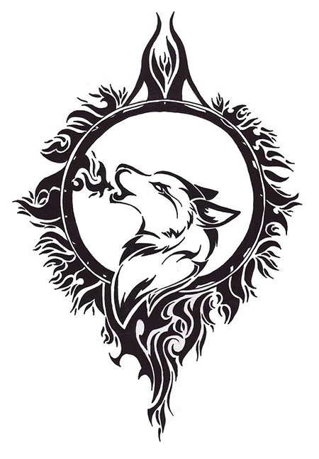 Wolf Tattoo Tribal Dragon