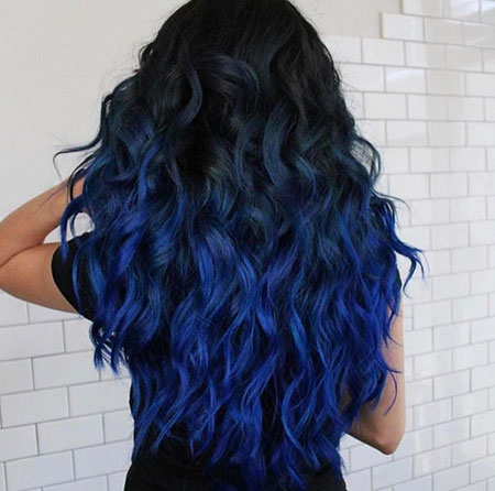 Hair Blue Color Ombre