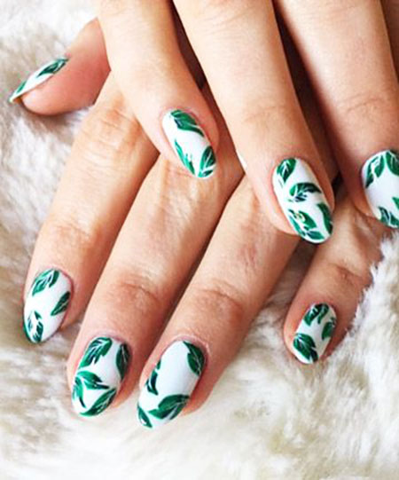 Palm Leaf Nails, Nail Art Cute Easy