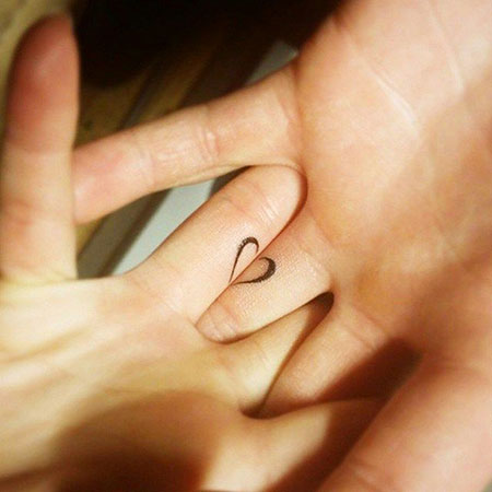 Small Tattoo Idea for Couples, Rings Heart Couples Engagement