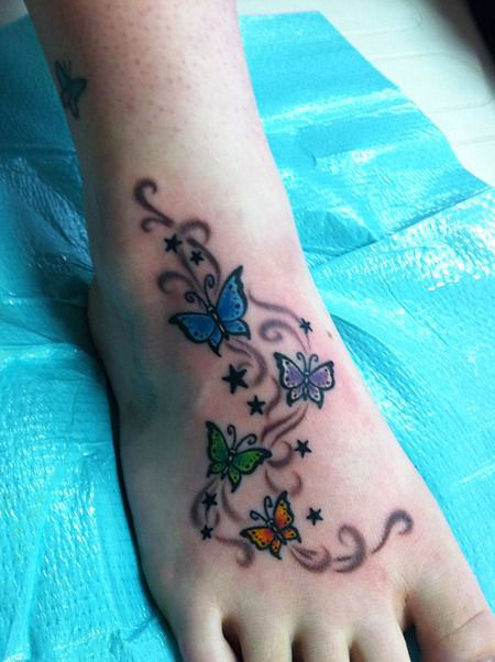 Teal Butterfly Tattoo, Tattoo Foot Butterfly Tattoos