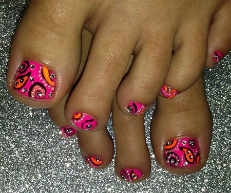 Hot Pink Toe Nail Design, Nail Toe Funkytoes Art