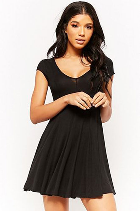Casual Black Dress, Dress Lace Shift Black