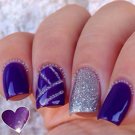 Purple and Silver Nail Style, Nail Classy Designs Art