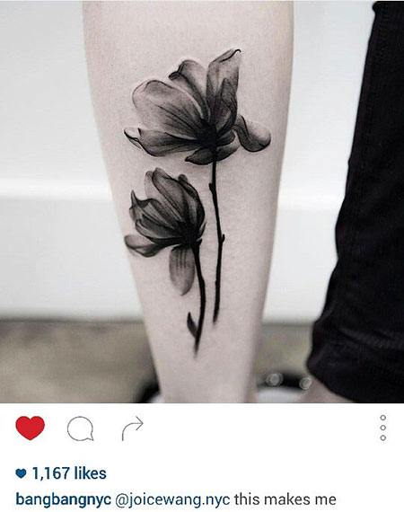 Black Watercolor Flower Tattoo Idea, Tattoos Flower Tattoo Black