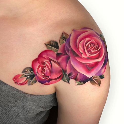 Pink Rose Tattoos for Women-7