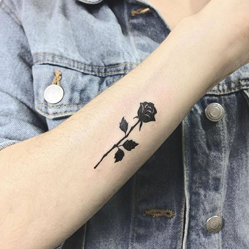 Small Rose Tattoo Black and White
