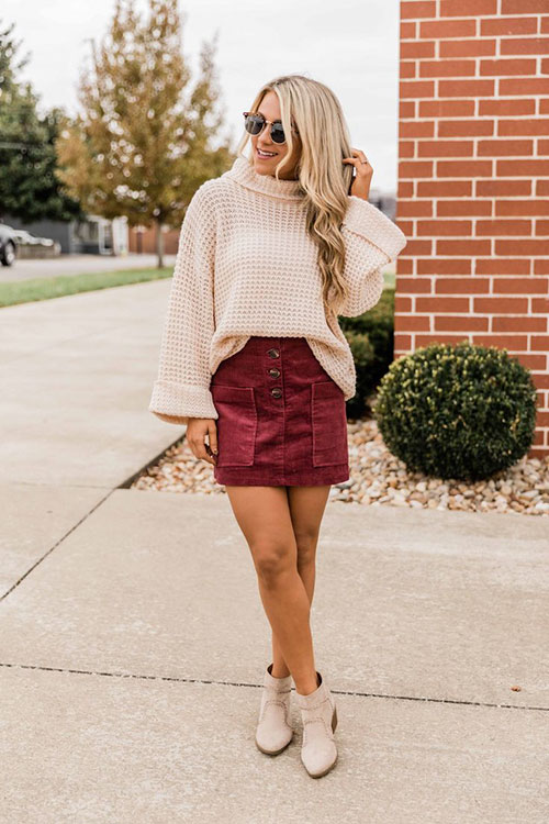 Fall Skirt Outfits For Women