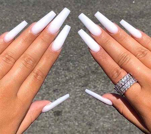Milky White Acrylic Nails