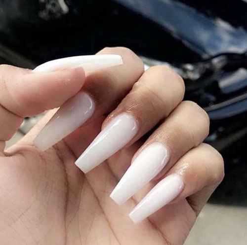 White Glossy Acrylic Nails