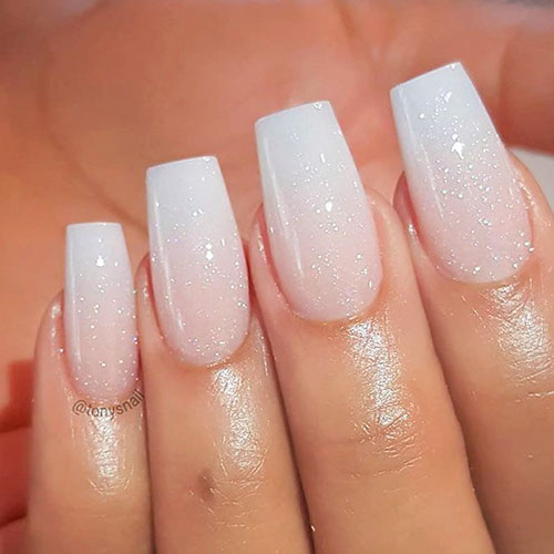 Squoval White Acrylic Nails